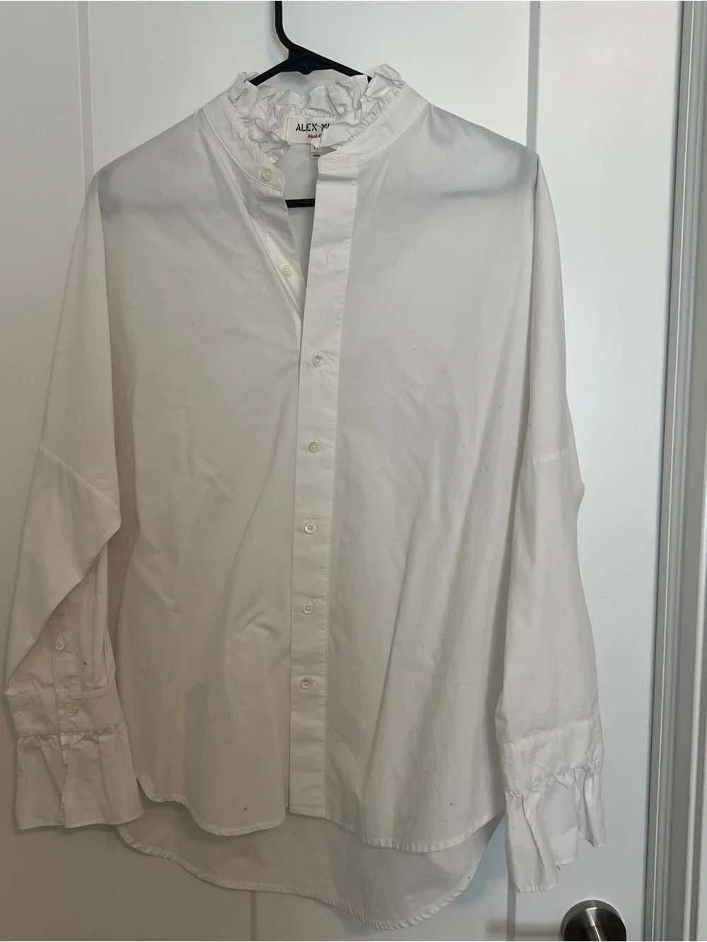 Alex Mill White Ruffle-Collar Shirt size medium - Picture 1 of 3